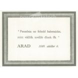 Arad, contemporary quote on an offset print. "Pannonia! Vergiss Deine Todten Nicht, Als Kleger Leben Sie. "Old card with quote. Black and white print. (2793451)
