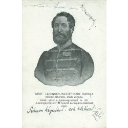   1933 - Károly Leiningen-Westerburg was so loved by the men of the 19th Regiment that he was rescued from Austrian captivity at the cost of his life in the Battle of Cibakháza on 24 February 1849. Black and white lithographed old postcard (2793467).