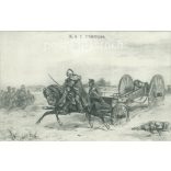 1909 - Battle of Chapel (lithograph by A. V. Pettenkofen), black and white old postcard (2793473)