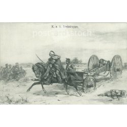   1909 - Battle of Chapel (lithograph by A. V. Pettenkofen), black and white old postcard (2793473)