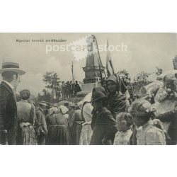   Early 1900s. Ceremony at the Battle of Chapel monument. Black and white photo sheet, old postcard (2793475)