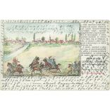 1902 - The feat of Hunyadi Hussars at the Battle of Szolnok. Lithographed old postcard. (2793478)