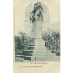   1900 - Szolnok. Szabadság Square. Monument to 1848. The 1848 monument was erected in the middle of the square in 1888. In honour of the soldiers who fell in the Battle of Szolnok. Black and white photo sheet, old postcard (2793484)