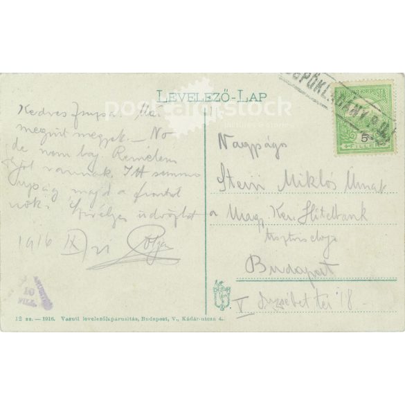 1916 - Szolnok. Damjanich statue. The statue of Béla Radnai was unveiled on 15 March 1911. Coloured photo sheet, postcard. (2793485)