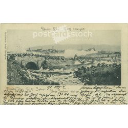   1898 - Fight for the bridge. Battle of Sibiu. Bem - Petőfi Panorama detail. Polish postcard. (2793489)