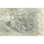 1911 - Austrian infantrymen start a street fight at Hatvan. Old postcard (2793491)