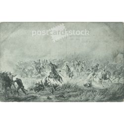 Around 1910. Hussar assault. Old postcard. (2793494)