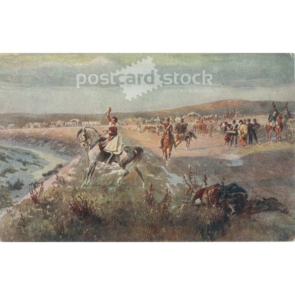 1910 - Sándor Petőfi, at the entrance of Sibiu. Detail from the Bem and Petőfi panorama. (2793502)