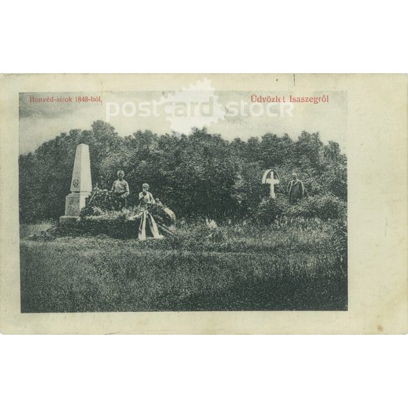 1912 - Isaszeg. Defence graves. Black and white photo sheet, old postcard (2793505)