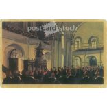 Early 1960s. Lajos Kossuth in the great church of Debrecen. Lithographed, old postcard (2793509)
