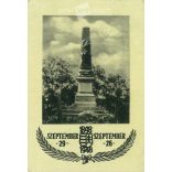 1958 - Pákozd. National Defence Monument on the main road of the village. Black and white photo sheet, old postcard (2793518)