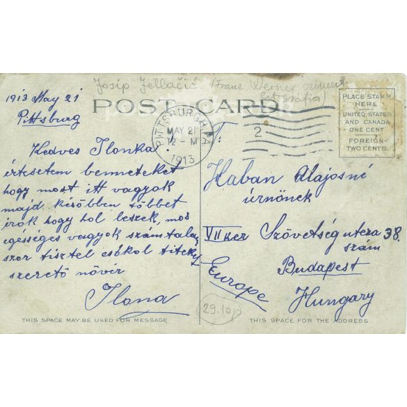 1913 - Jellasics, Baron Josip (1801-1859) Franz Werther, coloured lithograph. Old postcard. (2793522)