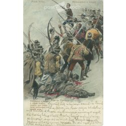   1902 - Petőfi's Songs series. The sea has risen (Pest, 30 March 1848), drawing by Pál Vágó. Old postcard. (2793538)