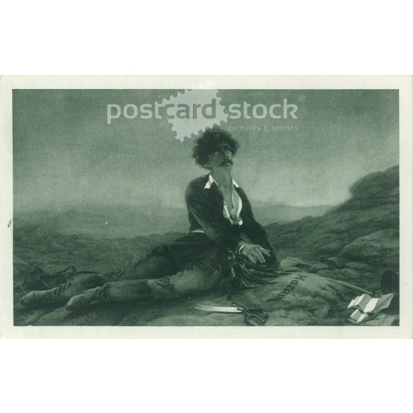 1923 - Death of Petőfi (oil painting by Viktor Madarász, 1875). Old postcard (2793573)