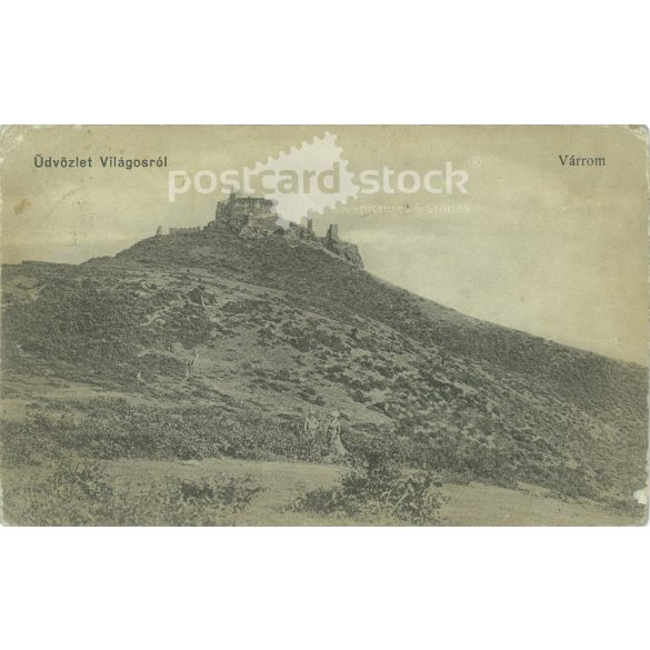 1916 - Clear. Weltos castle overlooking the vineyard. Black and white photo sheet, old postcard. (2793583)