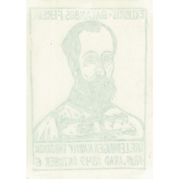 Exlibris - Ferenc Galambos. Grf. General Károly Leiningen (1819. Arad 6 October 1849. woodcut (2793591)