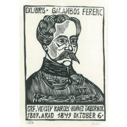   Exlibris - Ferenc Galambos. Grf. Vécsei Károly Honvéd General (1807. Arad 6 October 1849. woodcut (2793592)