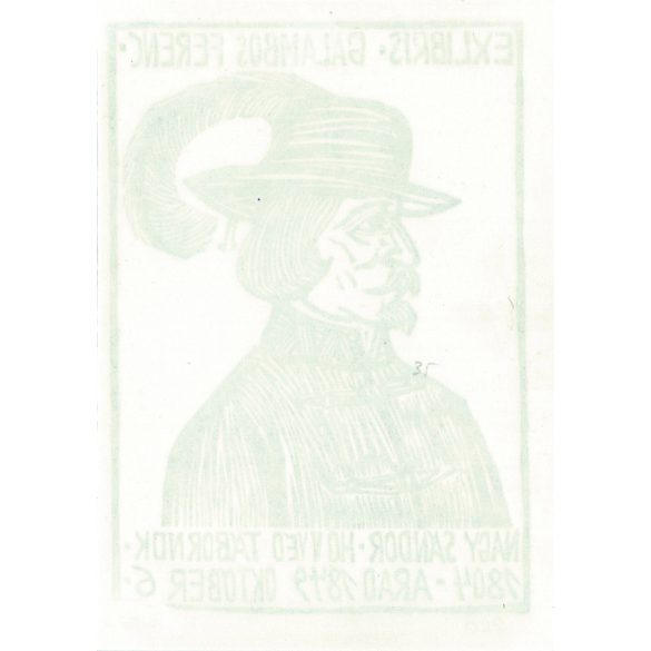 Exlibris - Ferenc Galambos. Woodcut of Sándor Nagy, Honvéd General (1804. Arad 6 October 1849 (2793593)