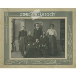   Early 1900s. Old family photo, studio shot. The people in the photo and the photographer are unknown. Black and white, large, laminated old photo, original paper image. (2793609)