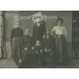 Early 1900s. Old family photo, studio shot. The people in the photo and the photographer are unknown. Black and white, large, laminated old photo, original paper image. (2793609)