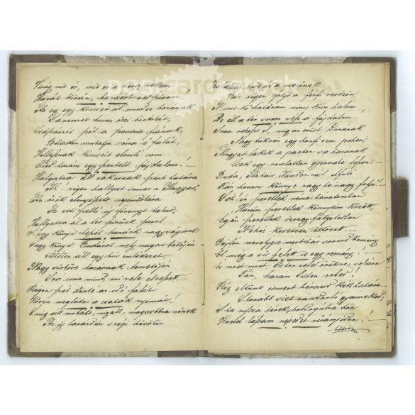 Late 1800s. Old, handwritten diary, unique transcription of 49 folk songs and poems. Original, board-bound edition. The author of the manuscript is unknown. Exciting, collector's item, original paper antique. (2793610)