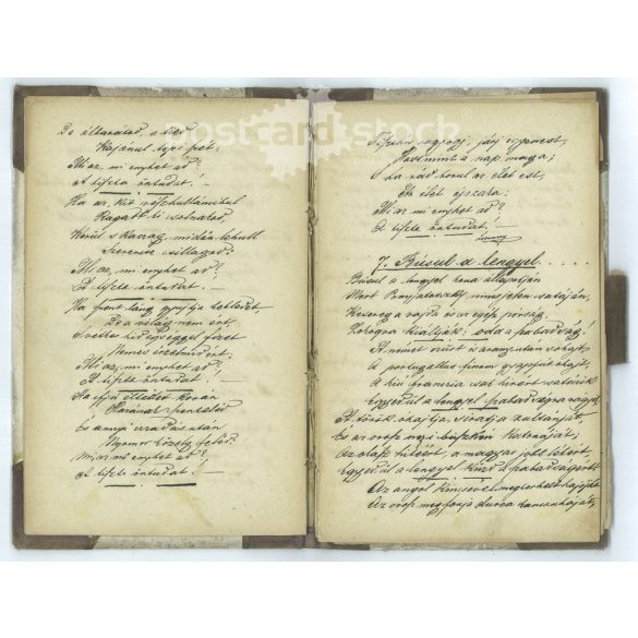 Late 1800s. Old, handwritten diary, unique transcription of 49 folk songs and poems. Original, board-bound edition. The author of the manuscript is unknown. Exciting, collector's item, original paper antique. (2793610)