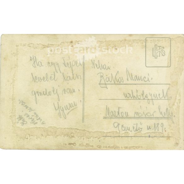 1910s. Young couple in folk costumes, Martonvásár. The people in the picture and the photographer are unknown. Original old photo. Colored photo, old postcard. (2793611)