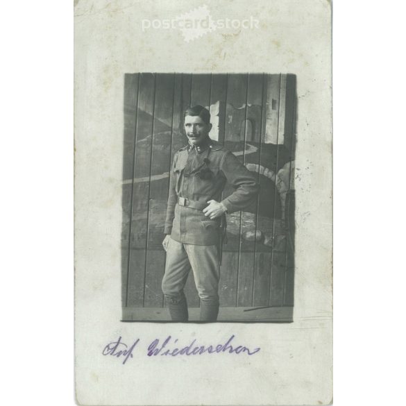 1917 - Military photo. With K.u.K. stamp. The person and the creator of the photo are unknown. Original old photo. Black and white photo sheet, old postcard. (2793613)