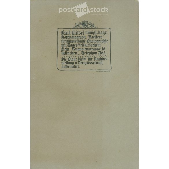 Early 1910s. Studio photo of an elegant gentleman, Munich. The photo was taken in Karl Lützel’s photo studio. The person in the photo is unknown. Old photo, original  Cabinet card / CDV photo / hardback photo. (2793622)