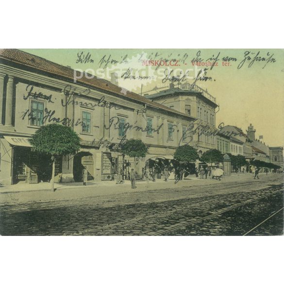 1910 – Miskolc. Town Hall Square. Original paper image. Colored photo, old postcard. (2793623)