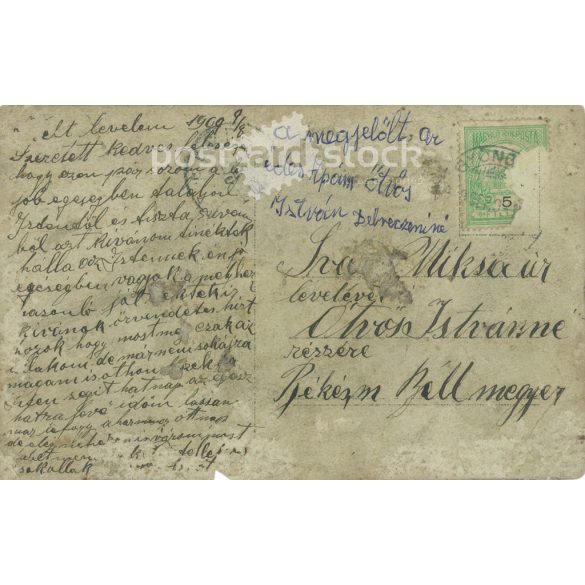 1909 - Group photo of soldiers, Gyöngyös. The people in the photo and the photographer are unknown. Original old photo. Black and white photo, old postcard. (2793627)