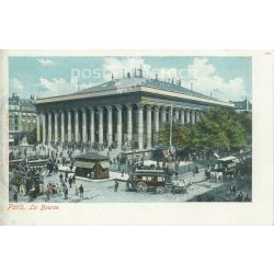   Early 1900s. The Paris Stock Exchange building. Original paper image. Colored photo, old postcard. (2793628)
