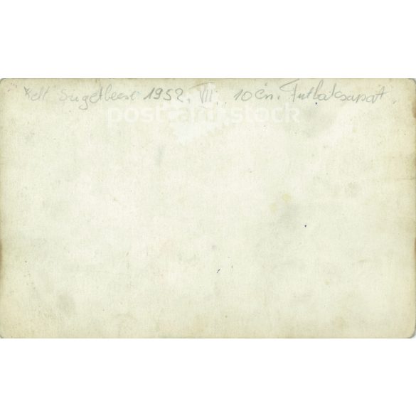 1952 - Szigetbecse football team. The people in the picture and the photographer are unknown. Old photo. Black and white photo, original paper photo. (2793637)