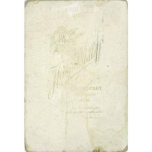 Late 1800s. Studio portrait of a man. The photo was taken in Heinrich Adleff’s studio in Brașov. The person in the photo is unknown. Old photo. Original  Cabinet card / CDV photo / hardback photo. (2793642)