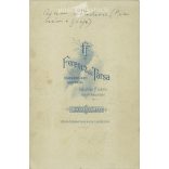 cca 1900. Married couple in folk costume, "Aunt Piri and her husband". The photo was taken in the Ferencz and Co. photo studio, Cluj-Napoca. Old photo. Original  Cabinet card / CDV photo / hardback photo. (2793644)