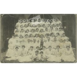   1911 - School class photo, Budapest. The people in the photo and the photographer are unknown. Original old photo. Black and white photo, old postcard. (2793649)