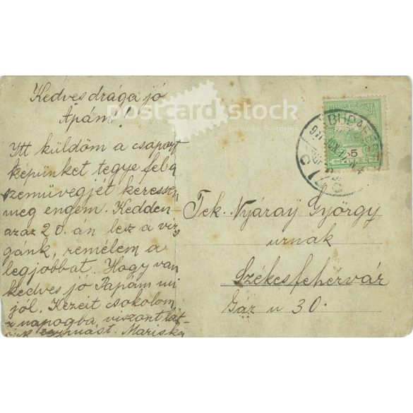 1911 - School class photo, Budapest. The people in the photo and the photographer are unknown. Original old photo. Black and white photo, old postcard. (2793649)