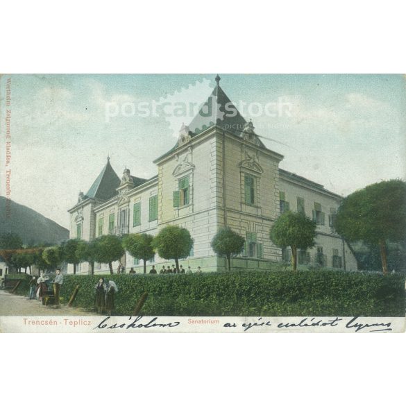 1905 – Trenčín-Teplice, Sanatorium. Published by Zsigmond Werheim. Color offset print, photo album, old postcard, based on an original old photo. (2793657)