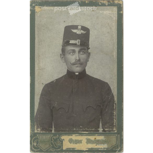 1916 – Photo of Ferenc Maltvin, a railway worker. The photographer is unknown. Original cabinet photo / hardback photo / business card, CDV photo. (2793658)