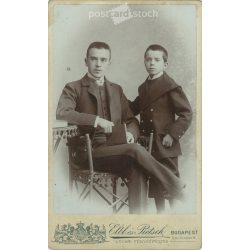   Studio photo of brothers, in Budapest. The work of the Elbl and Pietsch studio. Old photo, original  Cabinet card / CDV photo / hardback photo. (2793659)