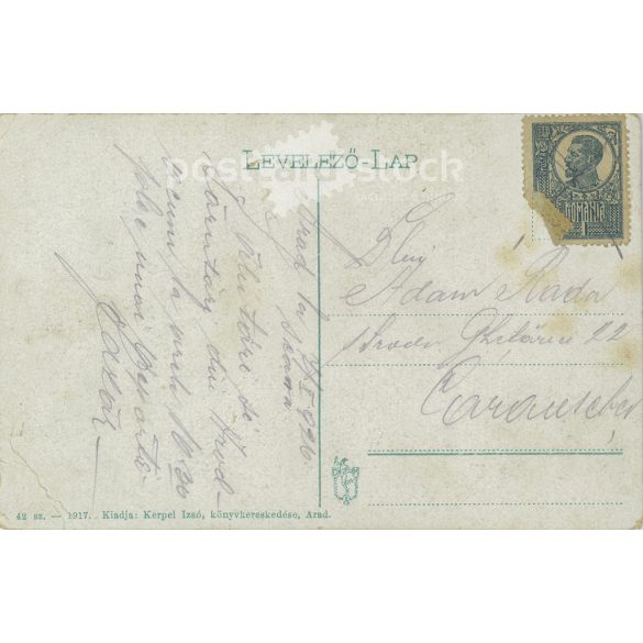 1926 - Arad, Railway Station with the carriages waiting in front of it. Published by Izsó Kerpel. Original old photo. Colored photo, old postcard. (2793661)