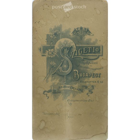 Studio photo of brothers. The photo was taken in the Szigeti photo studio in Székesfehérvár. Old photo. Original  Cabinet card / CDV photo / hardback photo. (2793665)