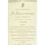 Studio photo of a little girl. The photo was taken in P. Bellingard’s photo studio in Lyon. Old photo. Original  Cabinet card / CDV photo / hardback photo.(2793667)