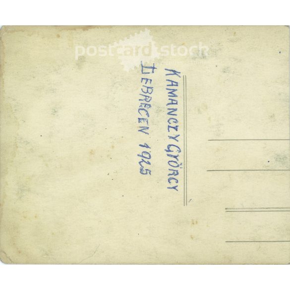 1925 - The photo shows Gyögy Karmanczy and his motorcycle, in Debrecen. The photographer is unknown. Original old photo. Black and white photo, old postcard. (2793668)