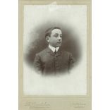 Studio photo of a young man. The photo was taken in the H. Gaudichon photo studio in Cannes. Old photo. Original  Cabinet card / CDV photo / hardback photo. (2793673)