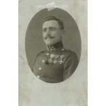 Circa 1910 - Military officer with decorations. The people in the picture and the photographer are unknown. Original old photo. Black and white photo, old postcard. (2793753)