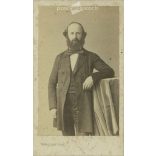 1890s. Studio photo of an elegant gentleman. The person in the photo is unknown. The photo was taken at the Trinquart photo studio in Paris. Old photo. Original cabinet photo / hardback photo / business card, CDV photo. (2793756)