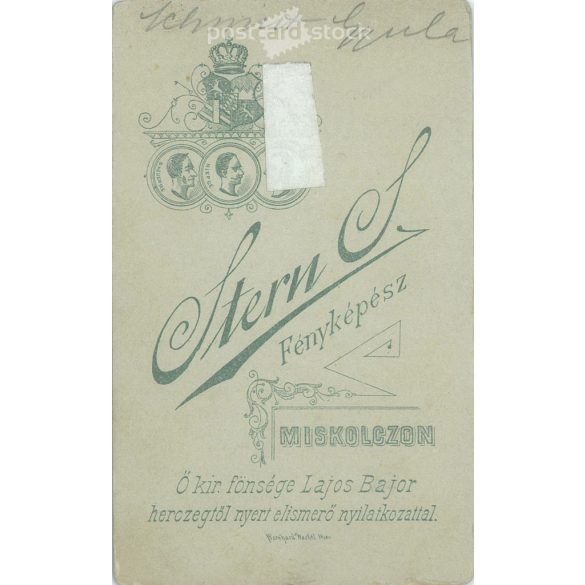 Circa 1900 - Full-length studio photo of Gyula Schmidt. The photo was taken in Stern S.’s photo studio in Miskolc. Old photo. Original cabinet photo / hardback photo / business card, CDV photo. (2793757)