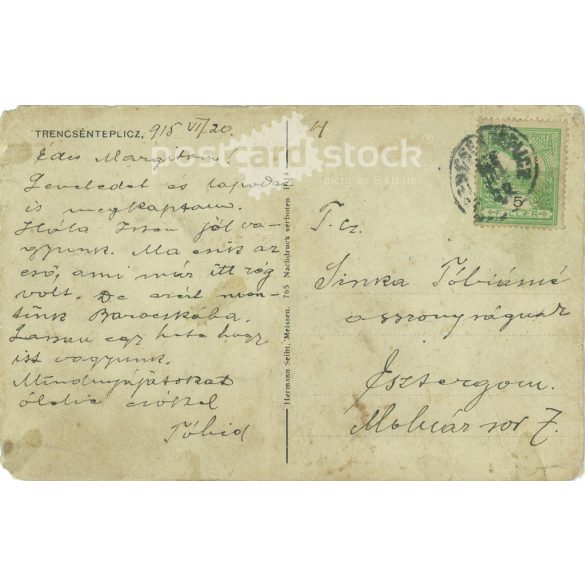 1915 - Trenčín Teplicz Bath, Attila’s summer house. Original old photo. Colored photo, old postcard. (2793765)