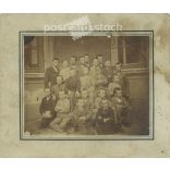 Circa 1900 - Occasional class photo. The people in the photo and the photographer are unknown. Original old photo. Black and white, laminated photo, original paper photo. (2793768)